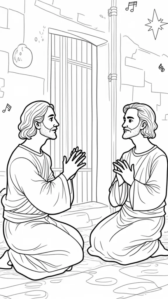 coloriages de la Bible Paul et Silas